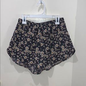 Brown Floral Shorts